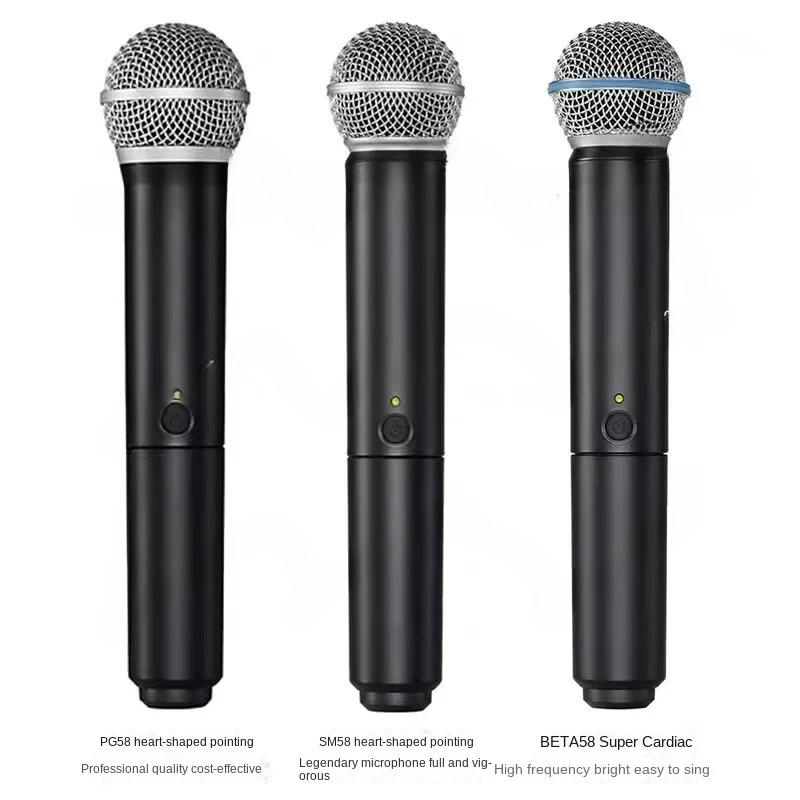 Equipped With PG58 BETA58 Professional BLX288 Handheld Karaoke Heart-Shaped Dynamic Vocal Metal Wireless Microphone