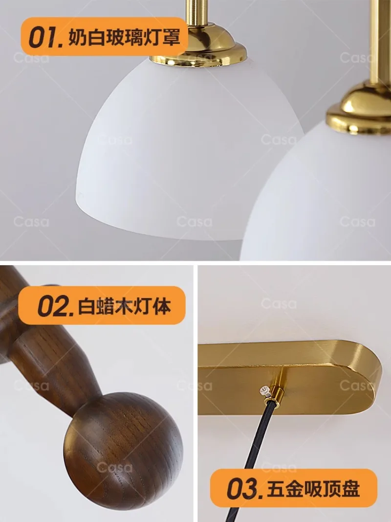 French medieval restaurant chandelier wabi sandy wind one-word strip lamp retro solid wood light luxury bar lamp