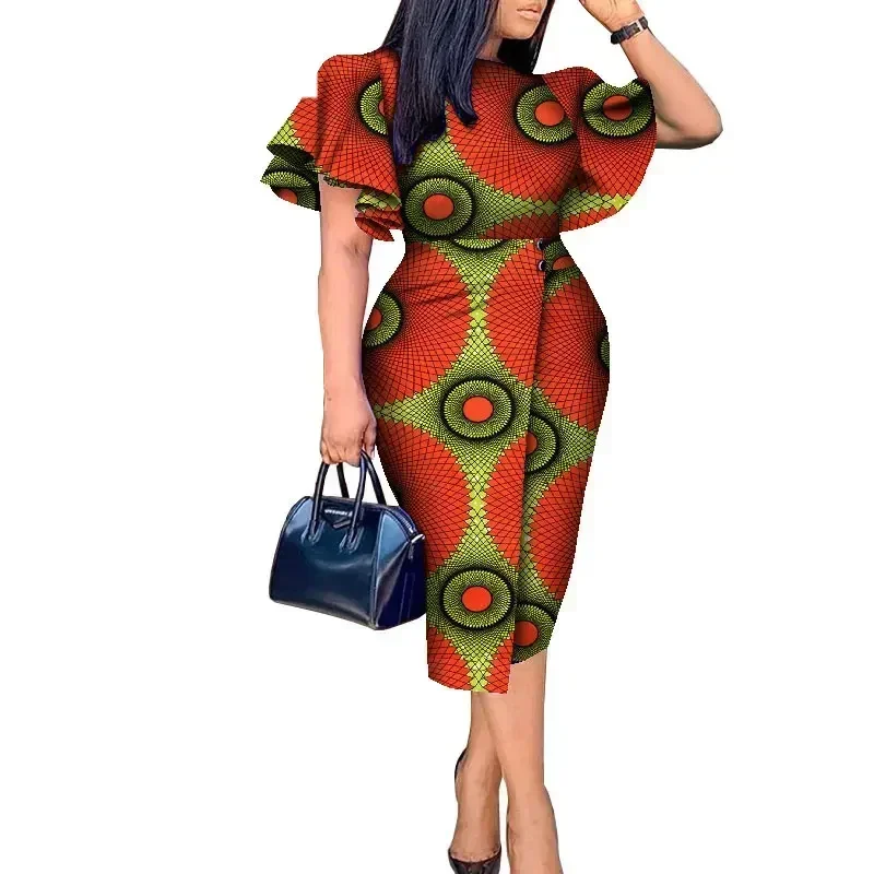 African Wax Print Women Clothing Wax Print Kitenge Designs Butterfly Sleeve  Dress Daily Wear Wrap Style Maxi Skirt WY8313 - AliExpress 200000532