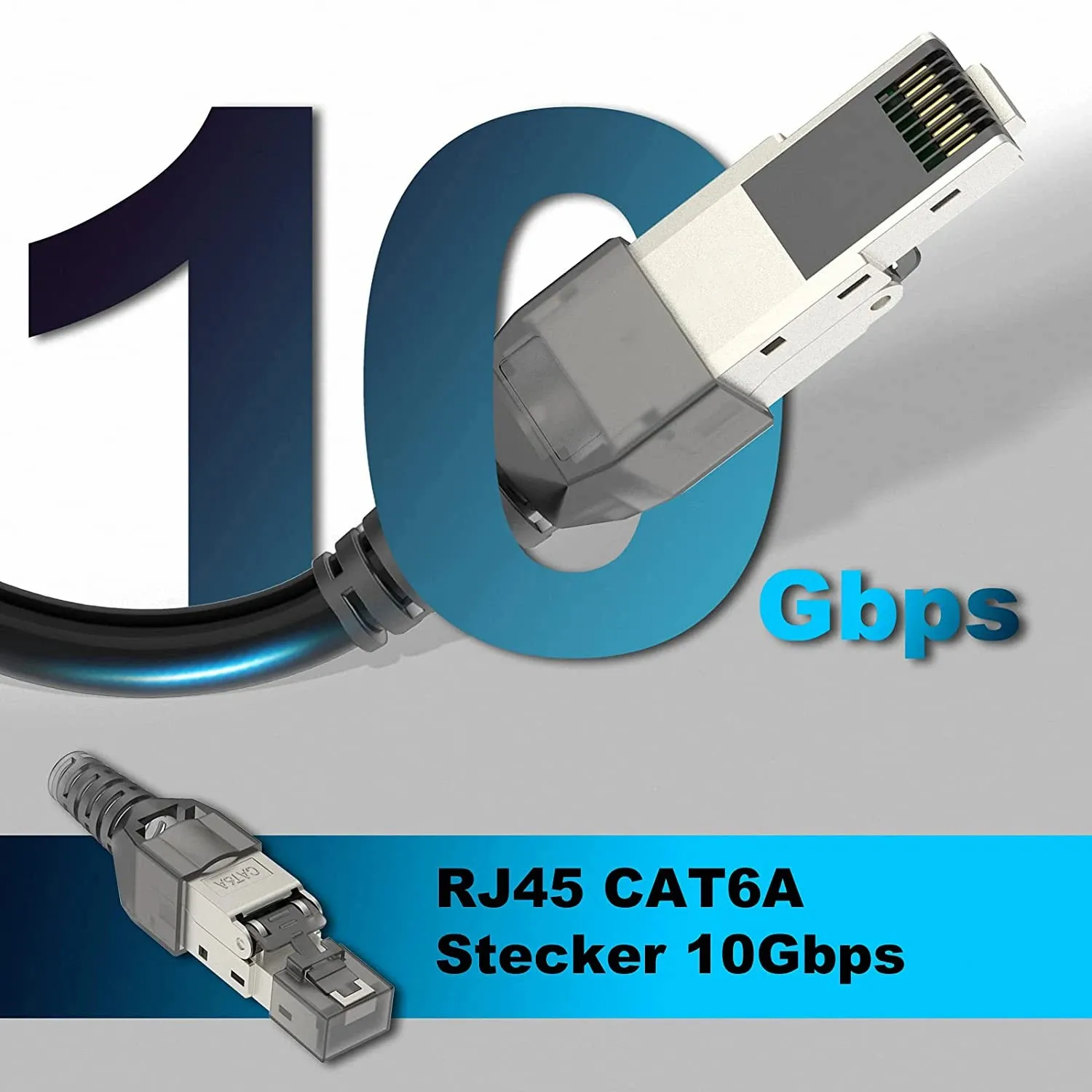 ZOERAX 1PCS RJ45 CAT8 Cat7 CAT6A Tool-Free Connector Toolless RJ45 Termination Plug Reusable Shielded for Ethernet Cables POE