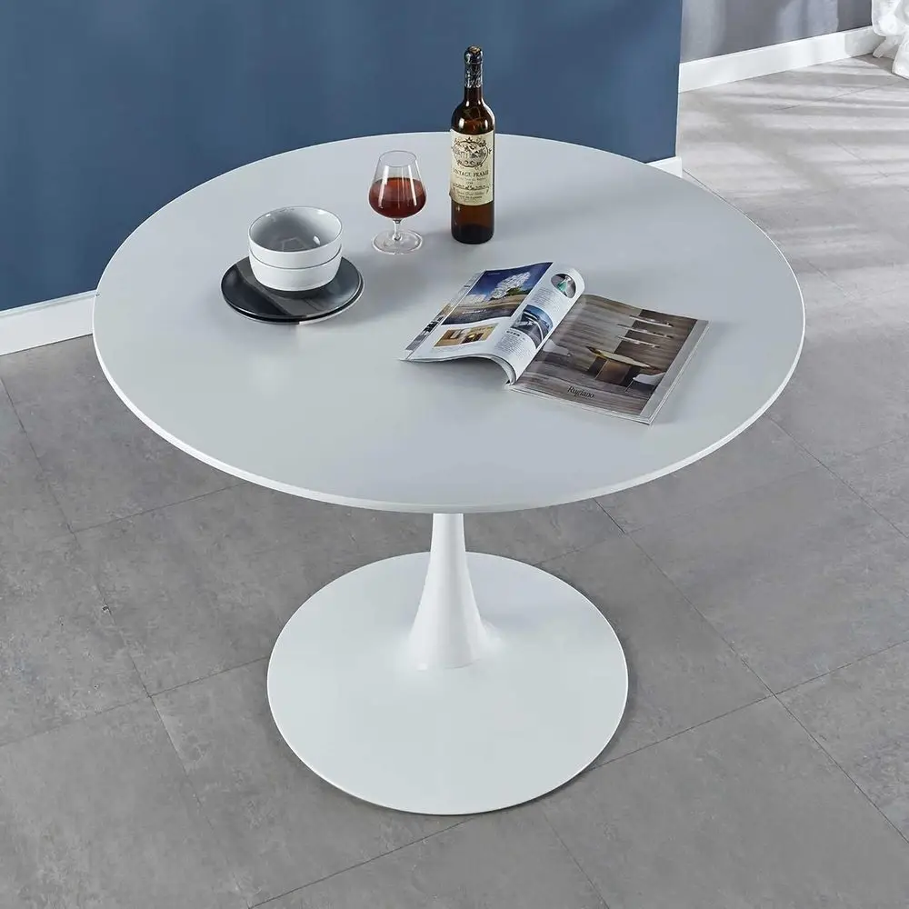 

ern Round Dining Table, Tulip Table or 4-6 Persons, -Century Leisure Table or Kitchen Living Room (White, 42")