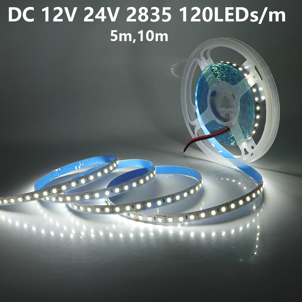 

5m 10m 12V 24V Led Light Strip 2835 120LEDs/m Soft Lamp Bar 8mm PCB Flexible LED Ribbon Rope Lights White Warm White Diode Tape