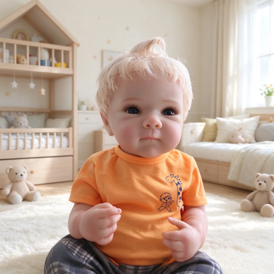 18 InchLifelike Reborn Doll Bettie, Made of Vinyl Material With Silver Hair Roots, Hand Painted,Children's CompanionGift
