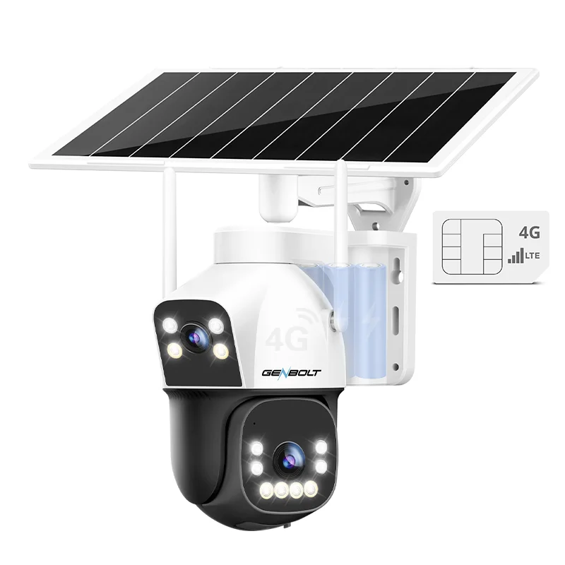 3MP+3MP AOV 2.5K 4G Solar-Sicherheitskamera für den Außenbereich, kabellos, AOV 7/24 Aufzeichnung ohne WLAN, IP-Überwachungskamera mit SIM-Karte, 8W 15600mAh batteriebetriebene LTE-Kamera CCTV