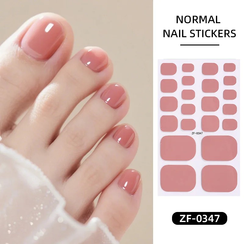 Baking Free Toe Nail Sticker Wraps 22Strips Solid Color Full Cover Toenail Polish Strips Summer Self Adhesive DIY Foot Decals