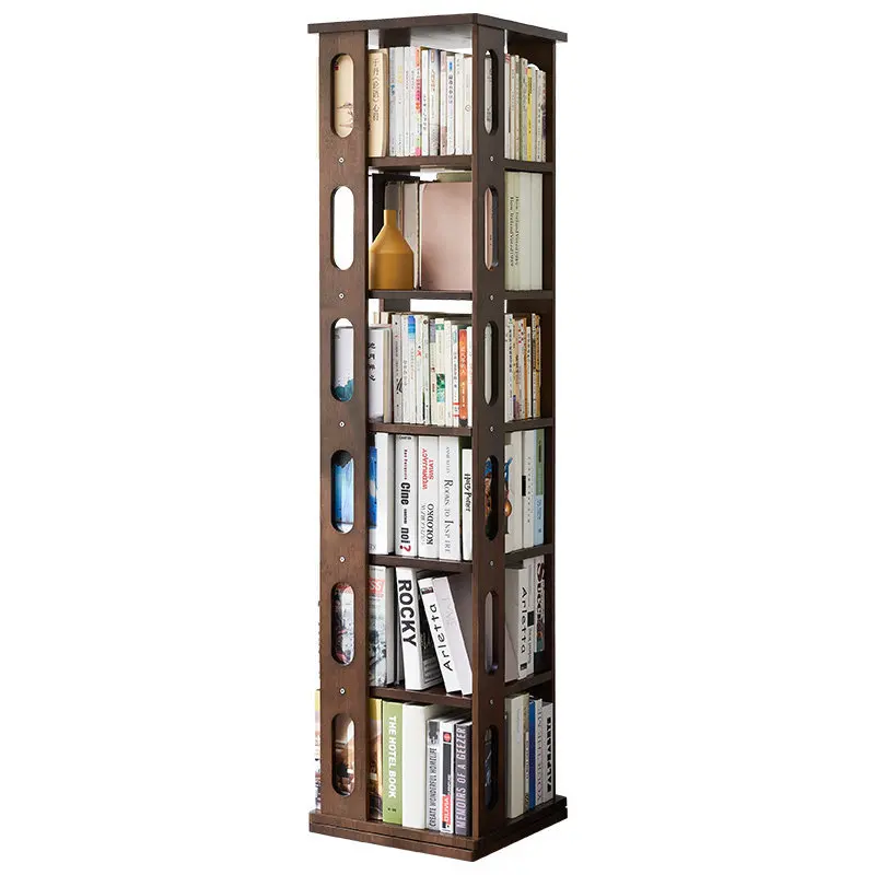 

Solid wood rotating bookshelf 360 degree bookcase Student home floor shelf Creative living room