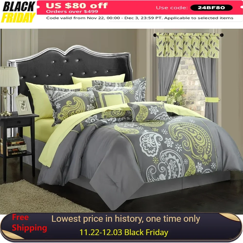 duvet cover,20-Piece,with Sheet Set,Window Treatments, and Decorative Pillows,bedding set