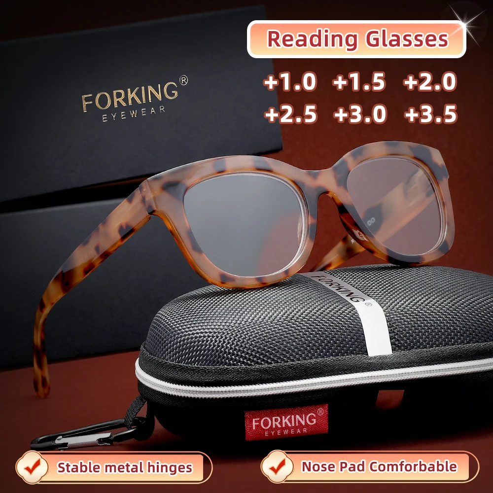 FORKING Occhiali da lettura da donna retrò Retro Anti Blue Ray Lenti ottiche da uomo 1.0 ~ 3.5 Occhiali da donna per ipermetropia presbite
