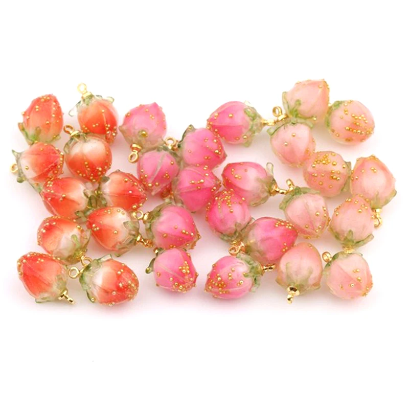 

3PcsFashion Cute 3D Strawberry Fruit Resin Charm Pendant Handmade DIY Necklace Bracelet Earring Charms Sweet Jewelry Accessories