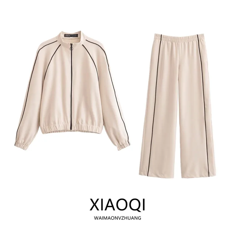 Spring 2025 Women's Casual Pilot Jacket Coat New Arrival Color Block Trimmed Outerwear Fashionable Sporty Set Student Uniform