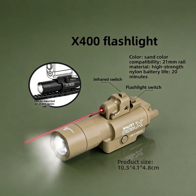 Black Sand Two Color X300U-A Rail LED Flashlight Small Size Portable Illumination Torch for Night Walk Picnic Outdoor Trip