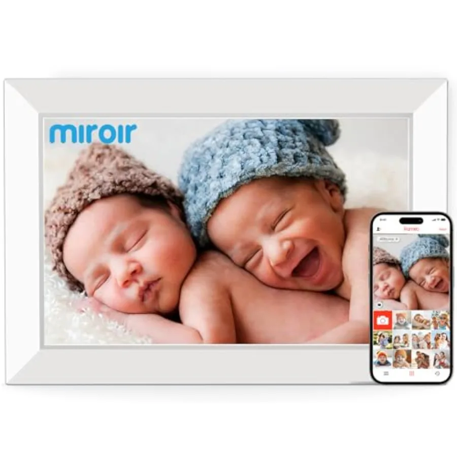 10.1 Inch WiFi Digital Photo Frame via Frameo App 1280x800 HD IPS Touch Screen Electric Picture Frame Display 32GB Storage Auto