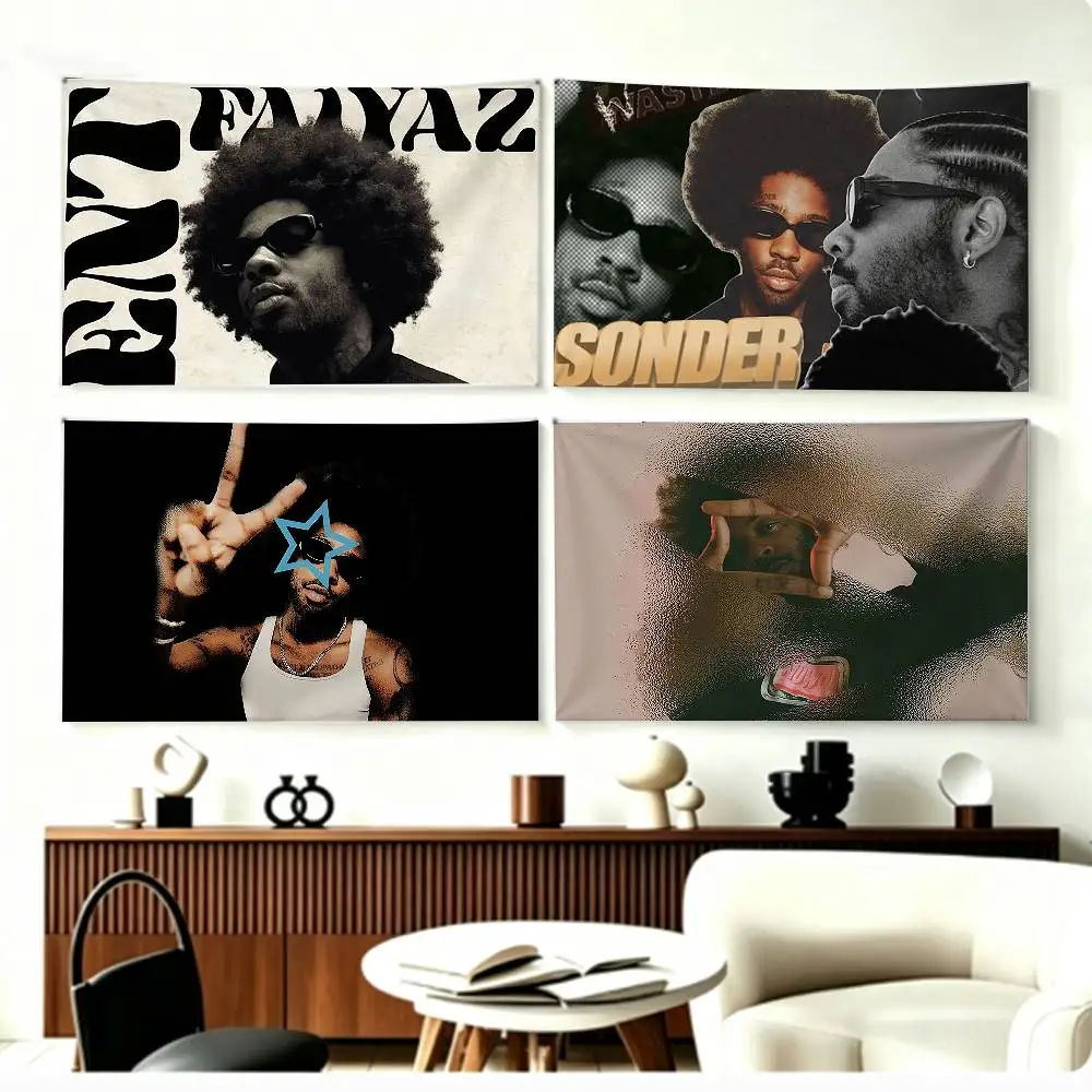 Rhythm and Blues Brent F-Faiyaz   Flags Wall Hanging Background Art Banner for Bedroom Home Outdoor Decor