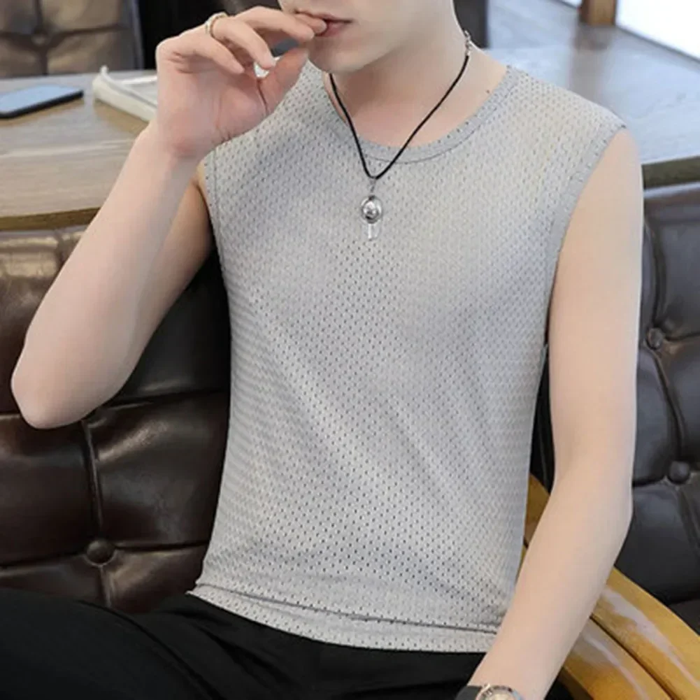 

Going Out Parties Tank Tops Male Bodyshaper Breathable Ice Silk Solid Color Underwear V-neck Casual Fashionable