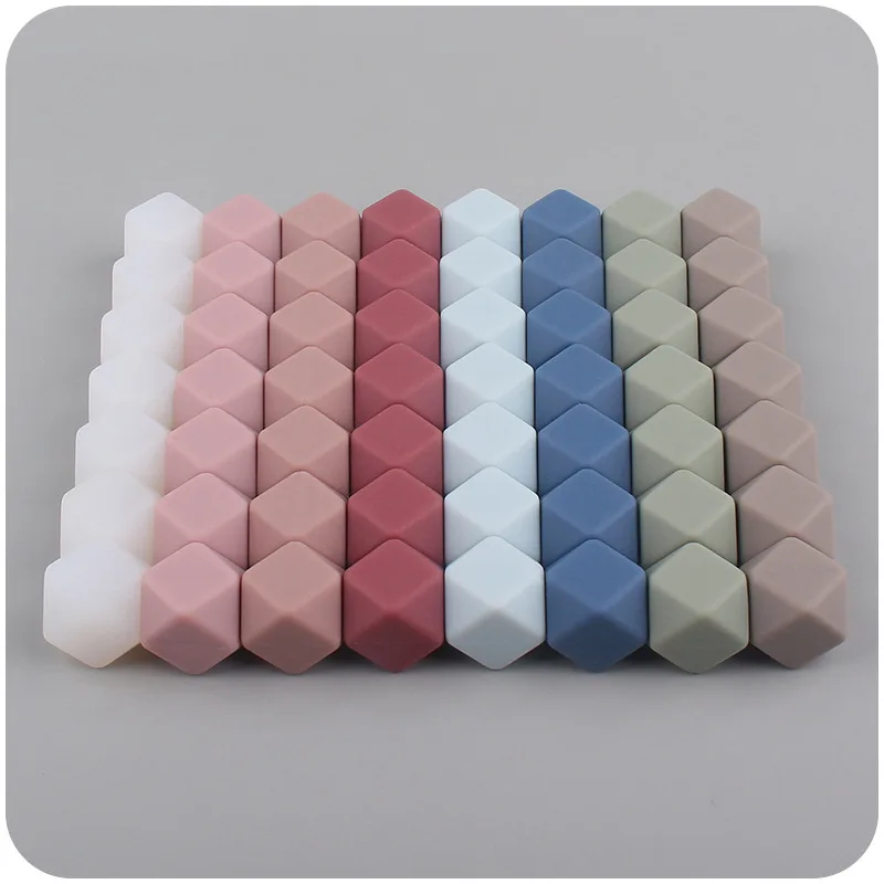 ABCPICK 10pc Hexagon Silicone Beads Pearl 14mm DIY Pacifier Clip Chain Necklace For Jewelry Making Food Grade Silicone Mini Bead