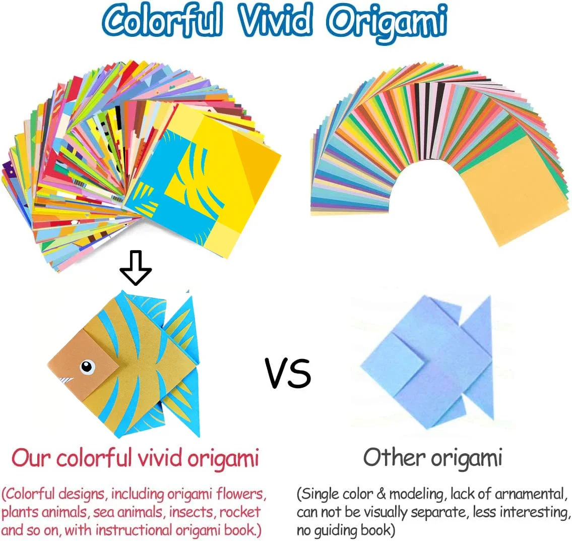 Kit Origami 30/96 Fogli Origami Carta Artigianale Guida Libro Progetti di Arte Artigianato Fai da Te Forniture per Principianti Bambini Bambini Ragazzi Ragazze