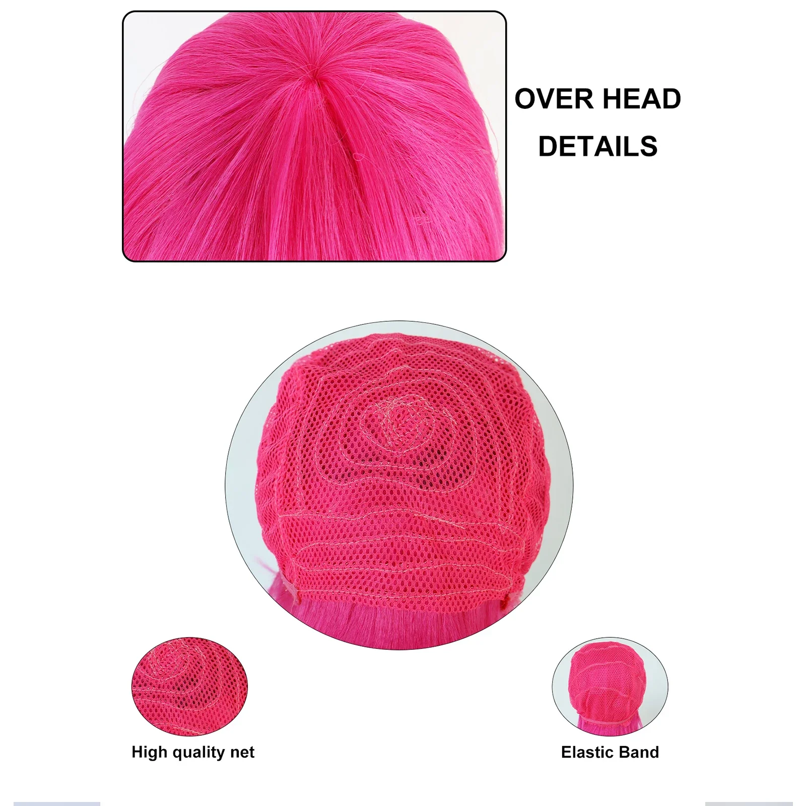 Synthetic 12 Inches Short Pink Cosplay Wig for School Halloween Thanksgiving Day Christmas Costume Accessories image 6