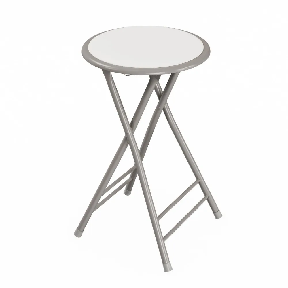 Backless Folding Stool com 225lb Capacidade, Inglaterra Branco, 18 em