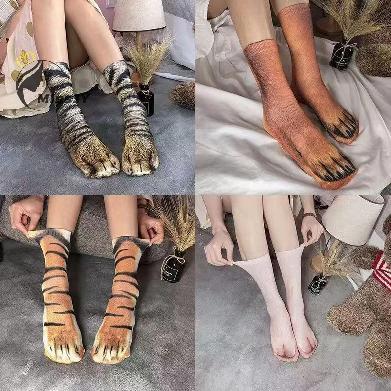 

1 Pair Creative Funny Dog Monkey Chicken Pig Paw Novelty Socks Unisex Adult 3D Print Animal Paw Socks Gag Christmas Gifts