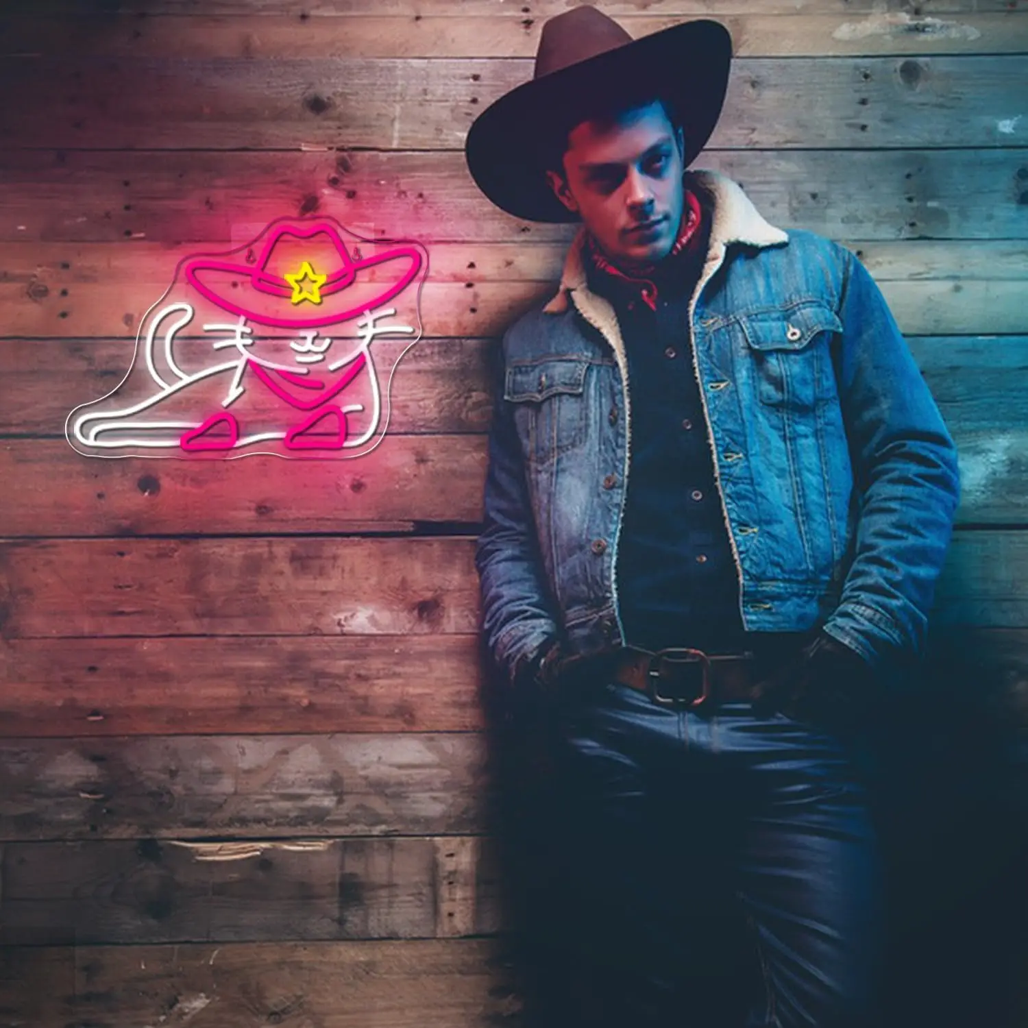 علامات النيون على شكل قطة رعاة البقر مع قبعة وردية لتزيين الحائط لحفلات البار وغرفة النوم وغرفة المعيشة، أفضل هدية للأطفال المراهقين