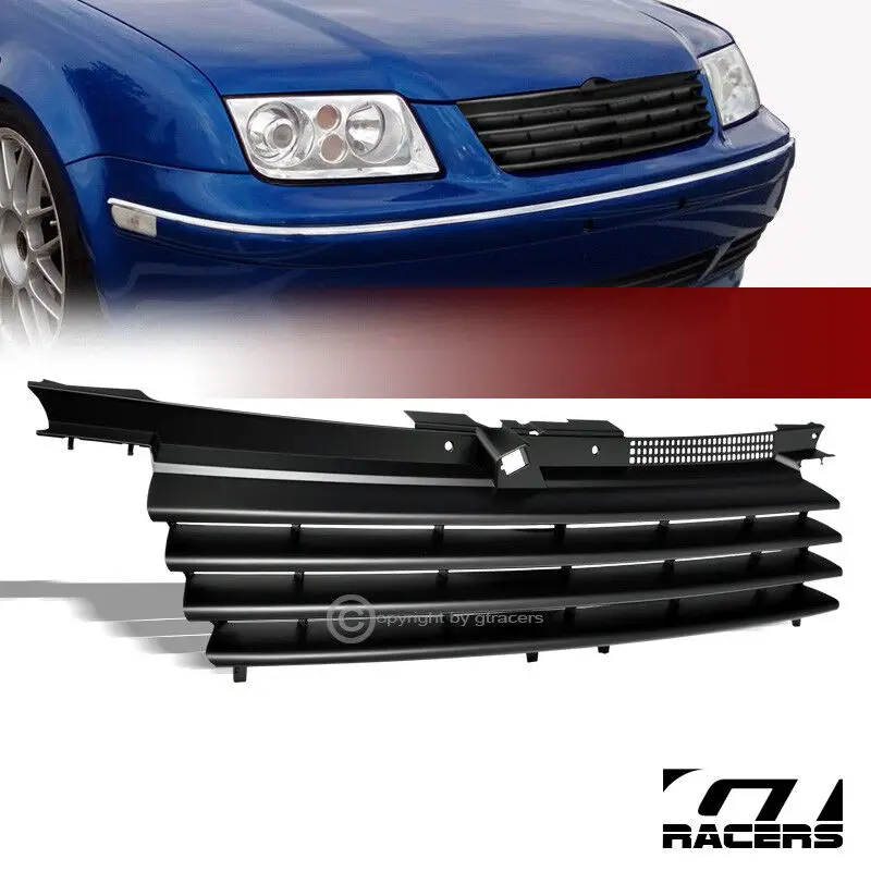 US Matte Black For 1999-2005 Vw Jetta/Bora Mk4 Horizontal Grill Grille+Notch Filler