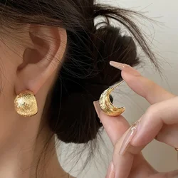 Golden Big hoop Earrings Korean Geometry Metal Earrings For women Female Retro Drop Earrings 2025Trend Fashion Jewelry
