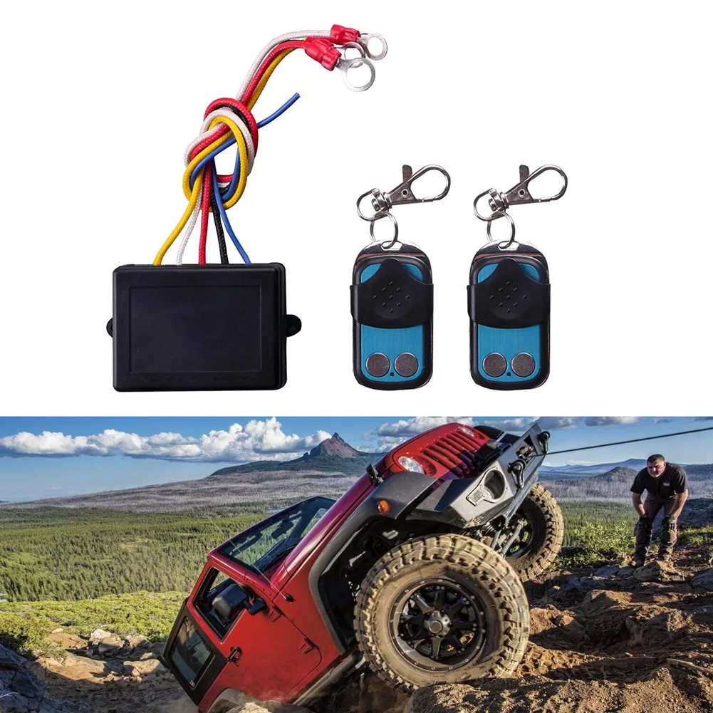 Wireless Winch Remote Control Kit for Truck Jeep- ATV SUV 12V Switch Handset - with Two Keychain Remotes