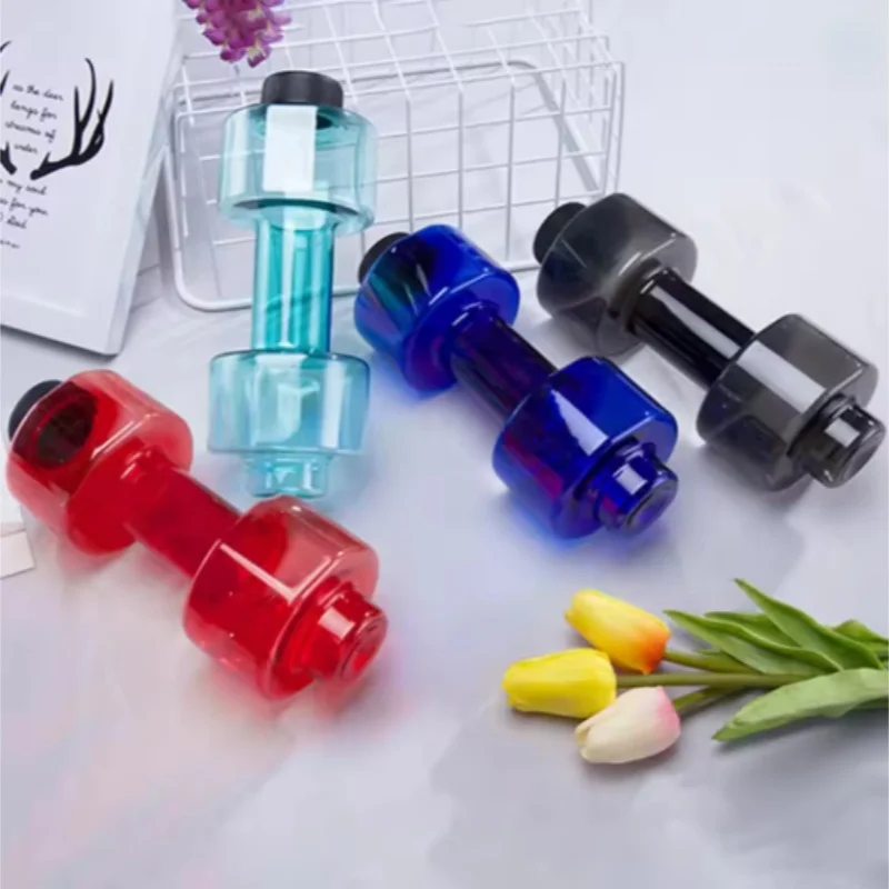 Auslaufsicherer Hantel-Wasserbecher mit doppeltem Verwendungszweck, 550 ml, Hantel-Wasserflasche, tragbar, kreativ, Sport-Wasserbecher, Fitnessstudio