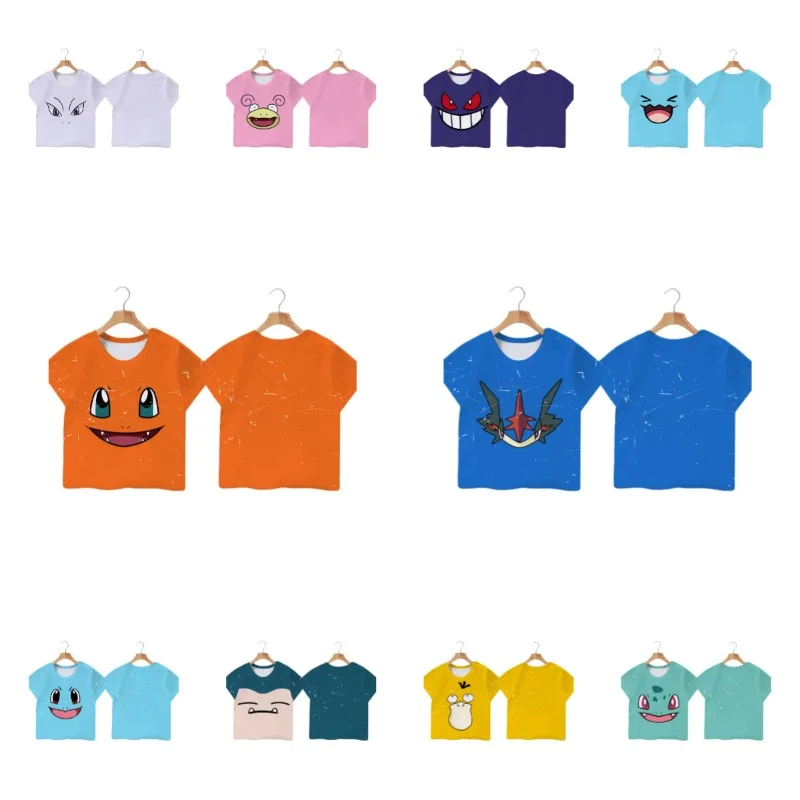 

Новая коллекция 2026: Милая футболка с полной серийной расцветкой Покемонов, быстросохнущая спортивная футболка для мальчиков, комплект для семейного отдыха в стиле Y2K для взрослых