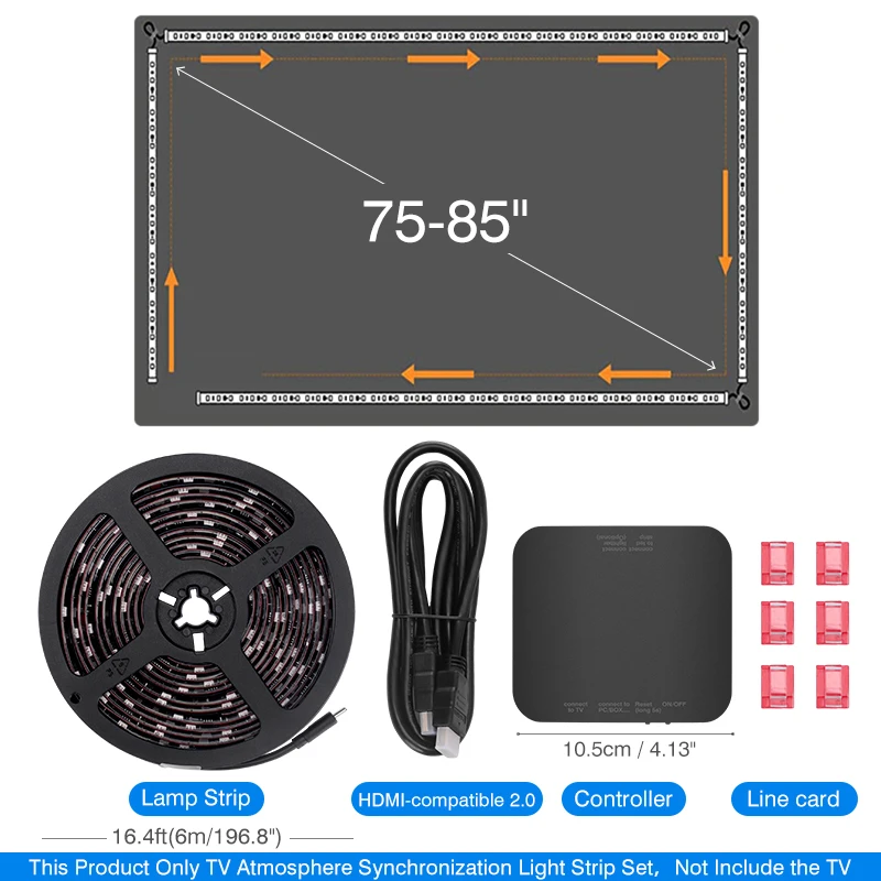 2024 Nieuwe Ambient TV LED-achtergrondverlichting Sync naar scherm voor 40-85 inch Real-Time Sync LED-lichtstrip voor 4K HDMI-compatibel 2.0-apparaat