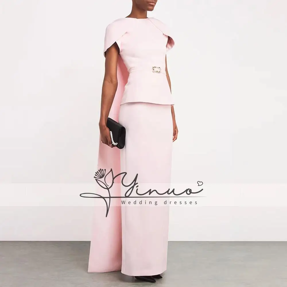 

Розовое женское вечернее платье на заказ, вечернее платье с короткими рукавами, Саудовское платье длиной до пола, платье для выпускного вечера с бисером и S