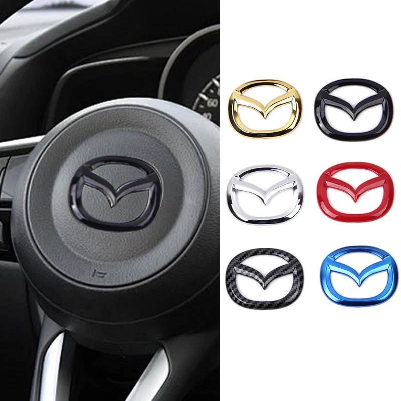 1PCS ABS Car Steering Wheel Center Emblem Badge Sticker Decoration Auto Accessories For Mazda 3 Axela Atenza CX4 CX5 Car Styling