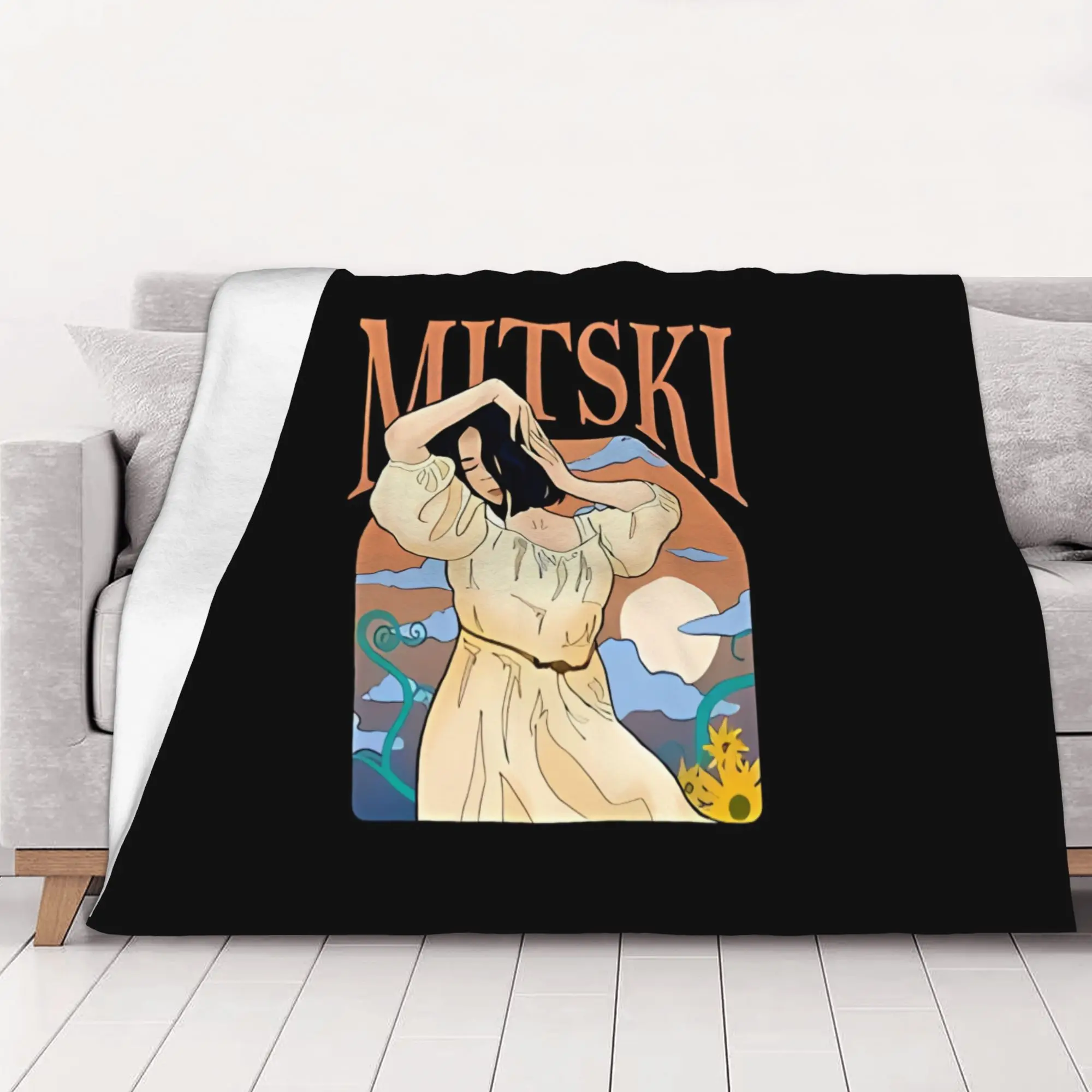 1PC home Cute Room Decor Mitski Vector Blanket Throw Blanket Mitski Novelty Warm Blanket All Season