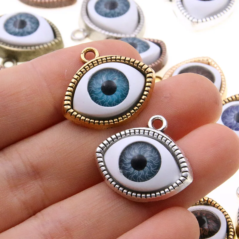 10PCS 6 Color 19*22mm Charms New Product   Double Eyes Vintage Zinc Alloy  DIY Jewelry Bracelet Necklace Metal  Carft Finding