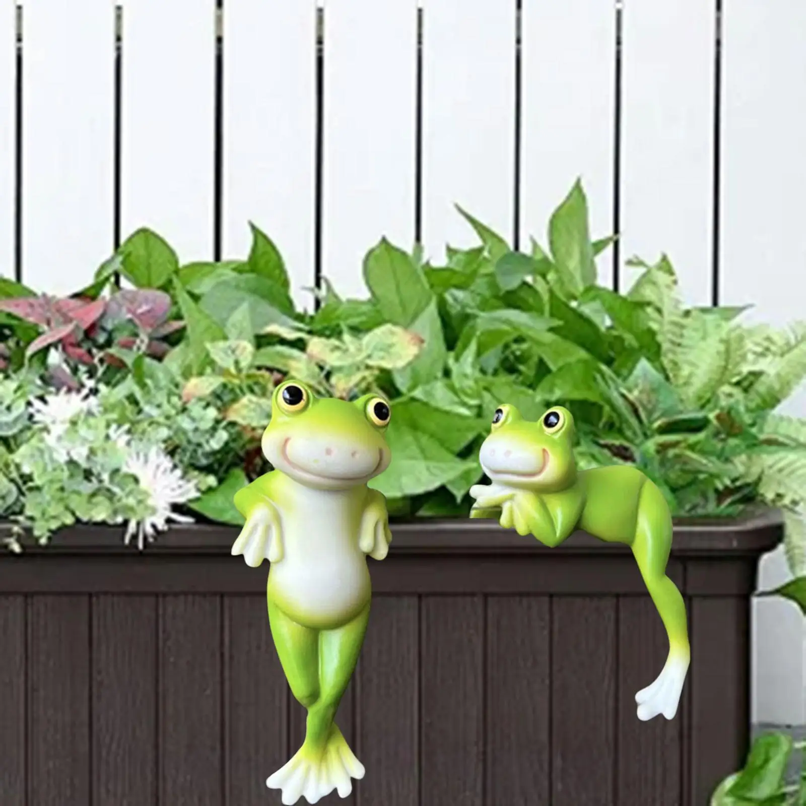 

2 Pieces Standing and Lying Frog Statues Cute Versatile Collectible Unique Small for House Patio Pots Micro Landscape Ornaments
