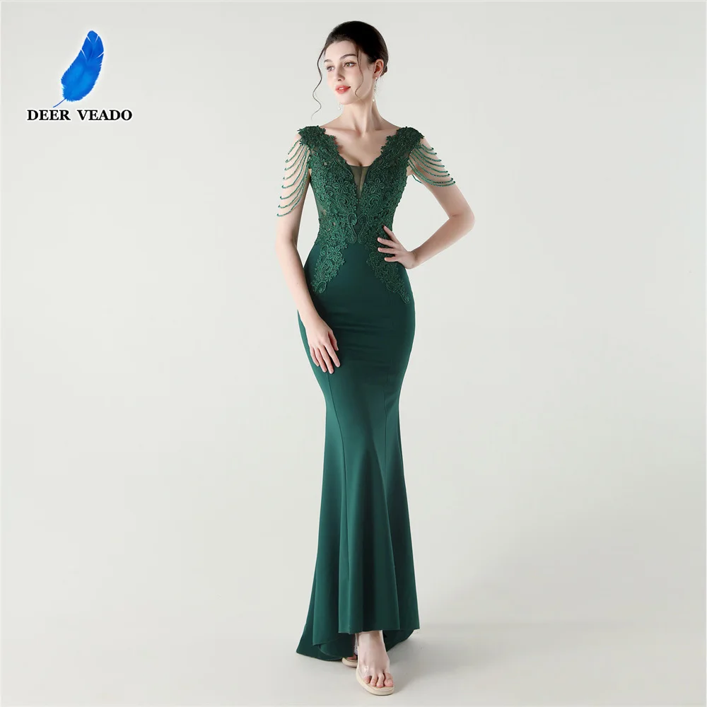

DEERVEADO Women's Elegant Evening Dress with Appliques Formal Party Dresses for Special Occasions Ceremony Dress Gala