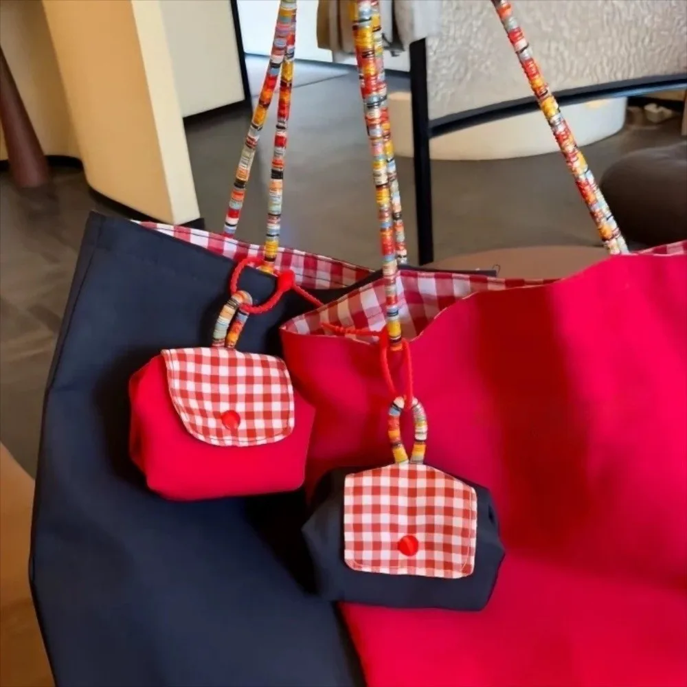 Tragbare Leinwand Plaid Lagerung Tasche Zipper Koreanischen Stil Kopfhörer Tasche Hängen Schlüsselbund Ethnischen Stil Geldbörse Damen