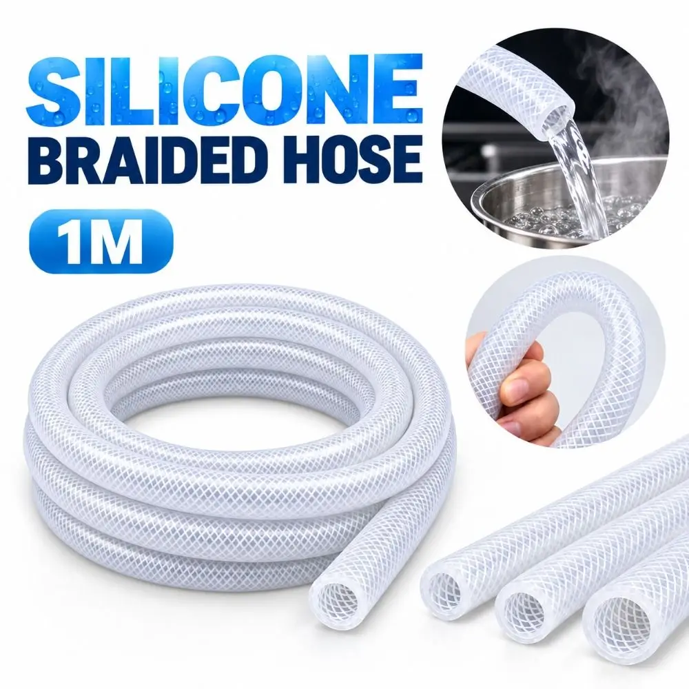 1M Food Grade Tube Thickened High Temperature Resistant Silicone Braided Hose High Pressure Resistant Woven Fiber
