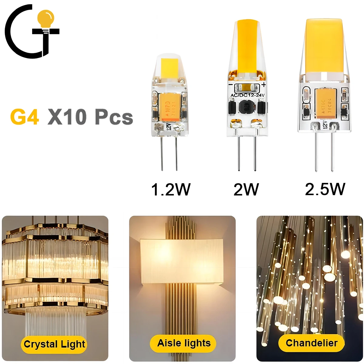 

10PCS 12V AC/DC G4 COB Lamp LED AC/DC 12V Corn Light 1.2W 2W 2.5W Spotlight Chandelier Bulb Replace Halogen Lamps