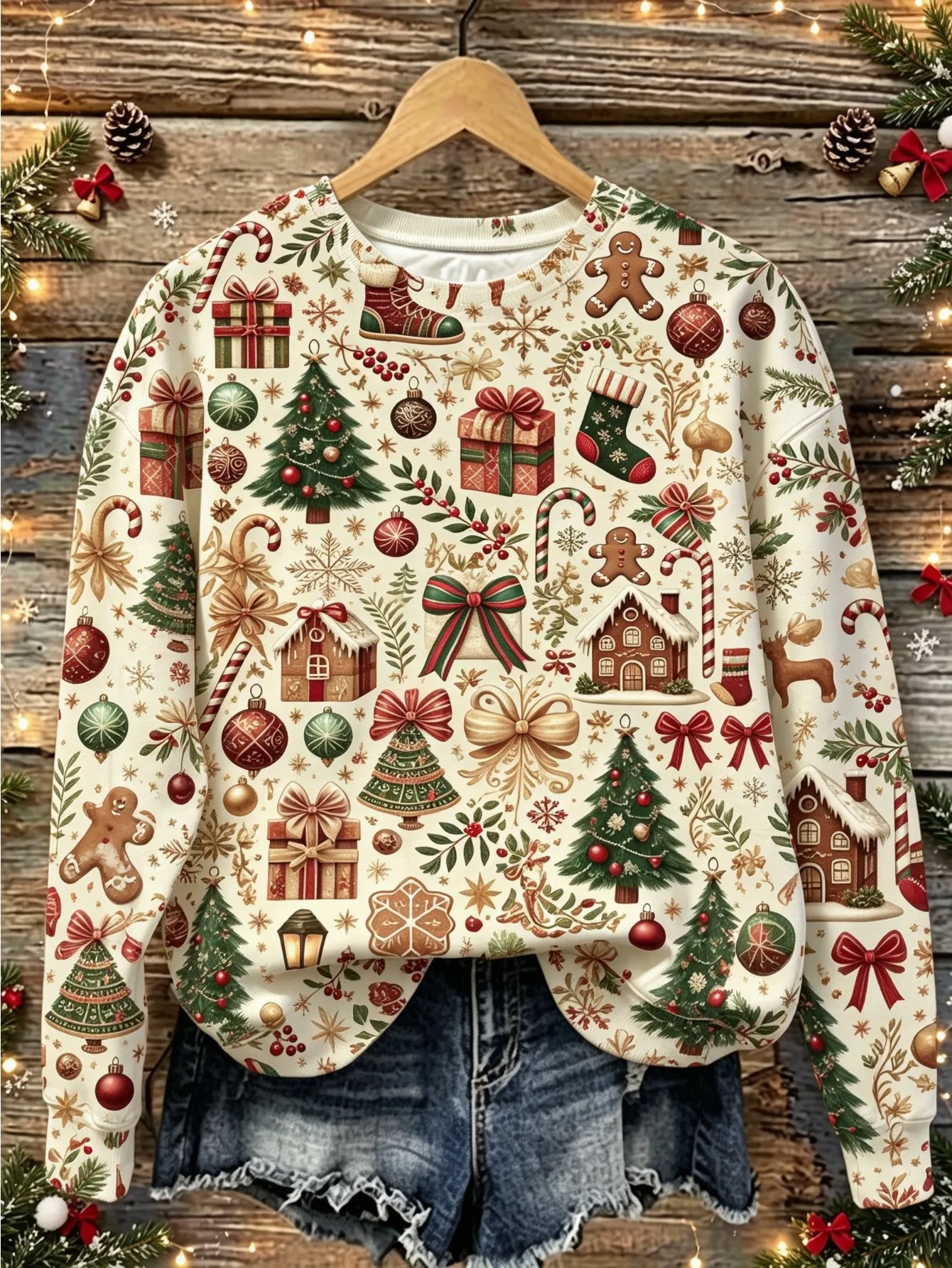 Women Long Sleeve T-shirt Round Neck Watercolor Snowman Floral Christmas Print Holiday Casual Tops Women's Clothes