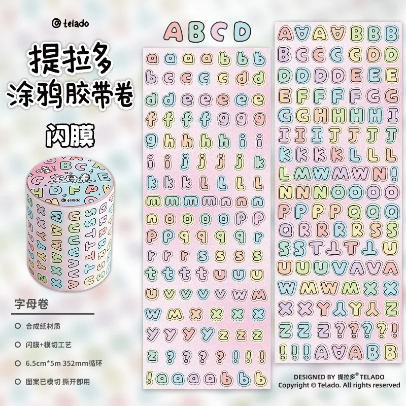 5M Graffiti lettering Hand tent tape ins Wind Color Cute Cartoon lettering symbol adesivi decorativi fai da te materiale Scrapbooking