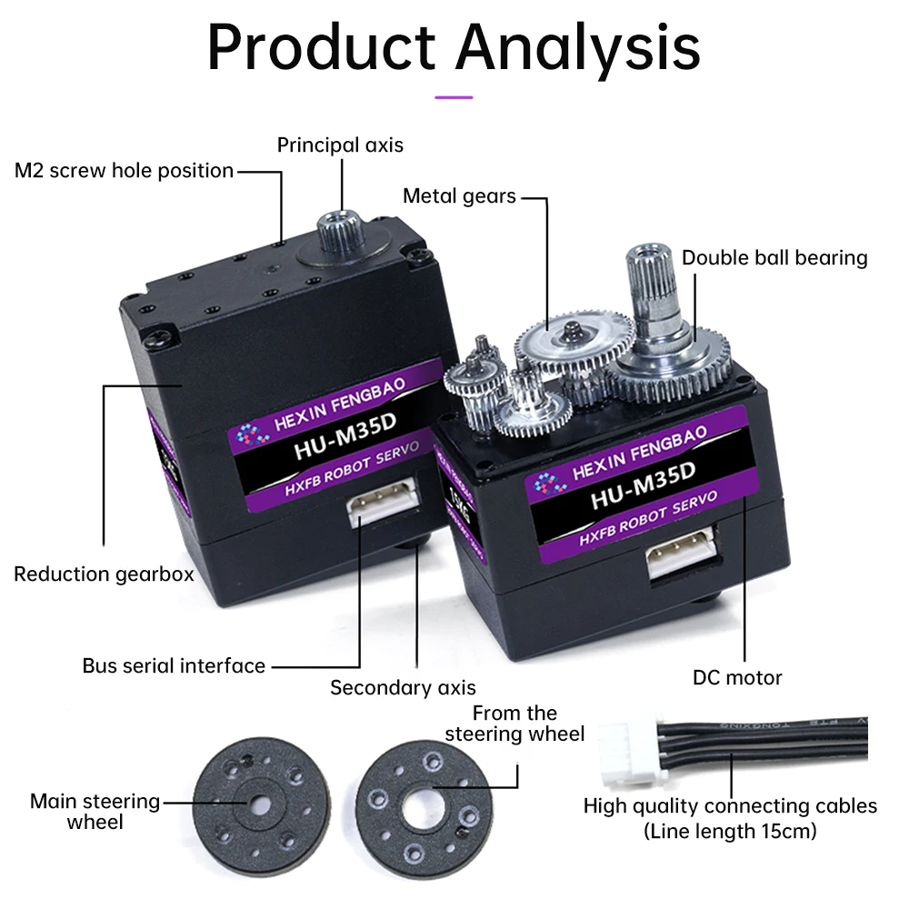 15KG Serial Bus Servo Intelligent Serial Port Dual Axis Metal Servo Motor Metal Gear Digital Torque Servo Testing Instrument