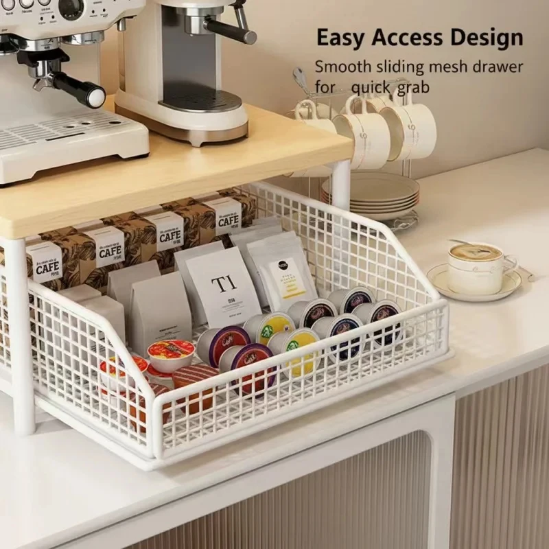 Estante organizador multiusos para encimera de cocina, organizador para microondas, máquina de café, impresora, tarros de especias, ahorrador de espacio, color blanco, 1 ud.