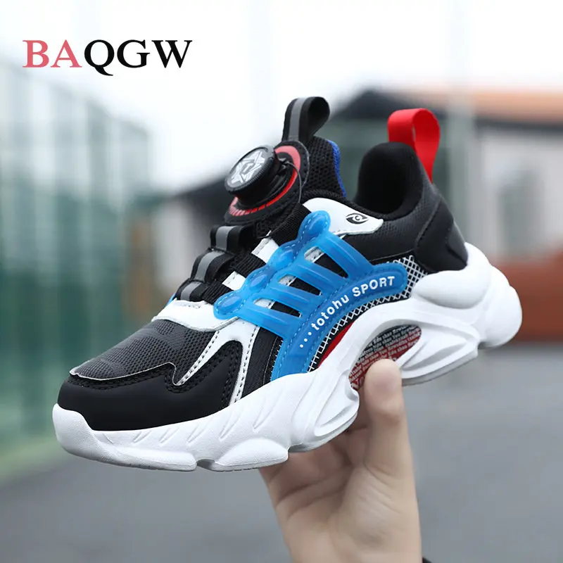 New Children's Fashion Sports Shoes Knob Breathable Outdoor Kids Running Casual Sneakers Stretch Soft Bottom Baby Boy Girl Shoes