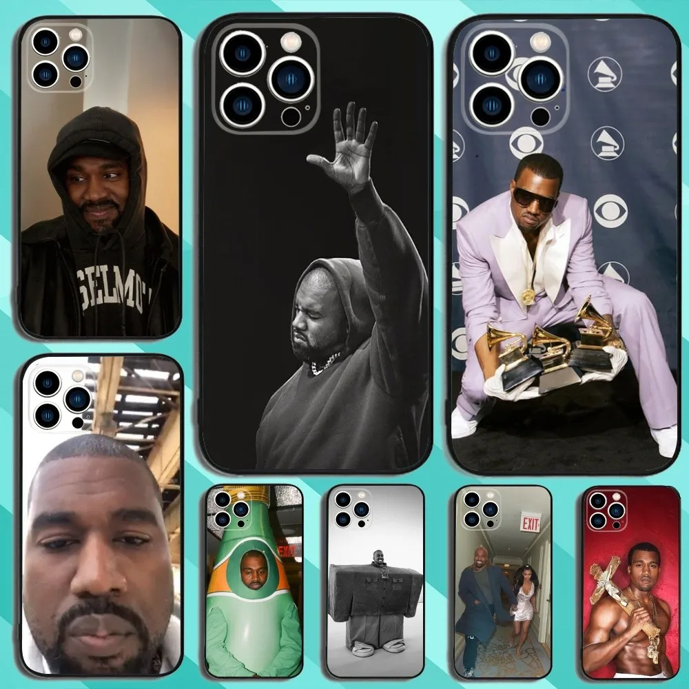 K-KanyeS West Funny Singer Phone Case For iPhone 15,14,13,12,11,Plus,Pro Max,XS,X,XR,SE,Mini,8,7 Soft Silicone Black Cover