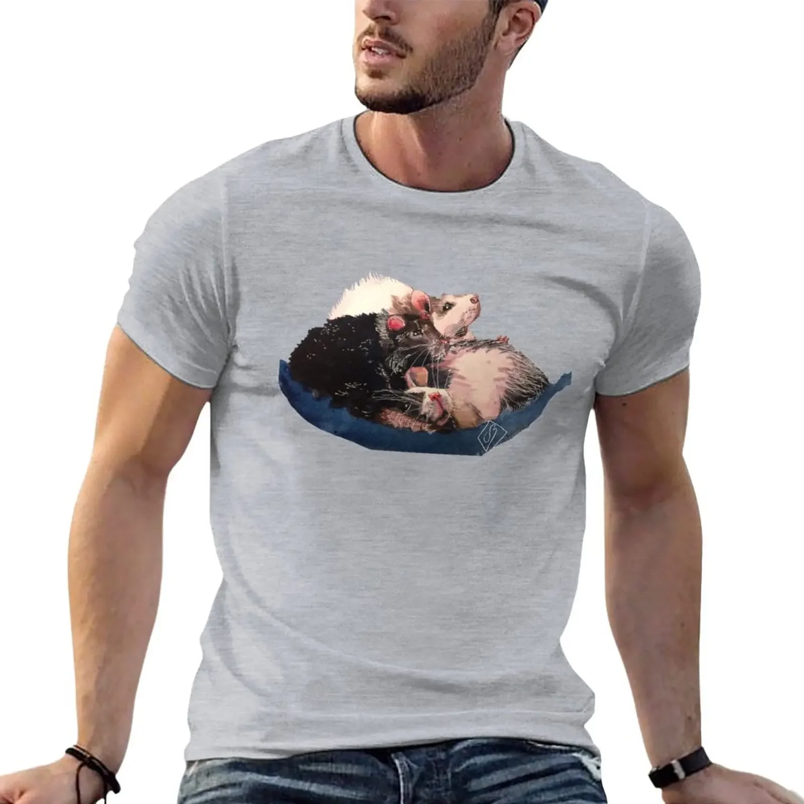 Rats cuddling T-Shirt graphics hippie clothes Men's t-shirt