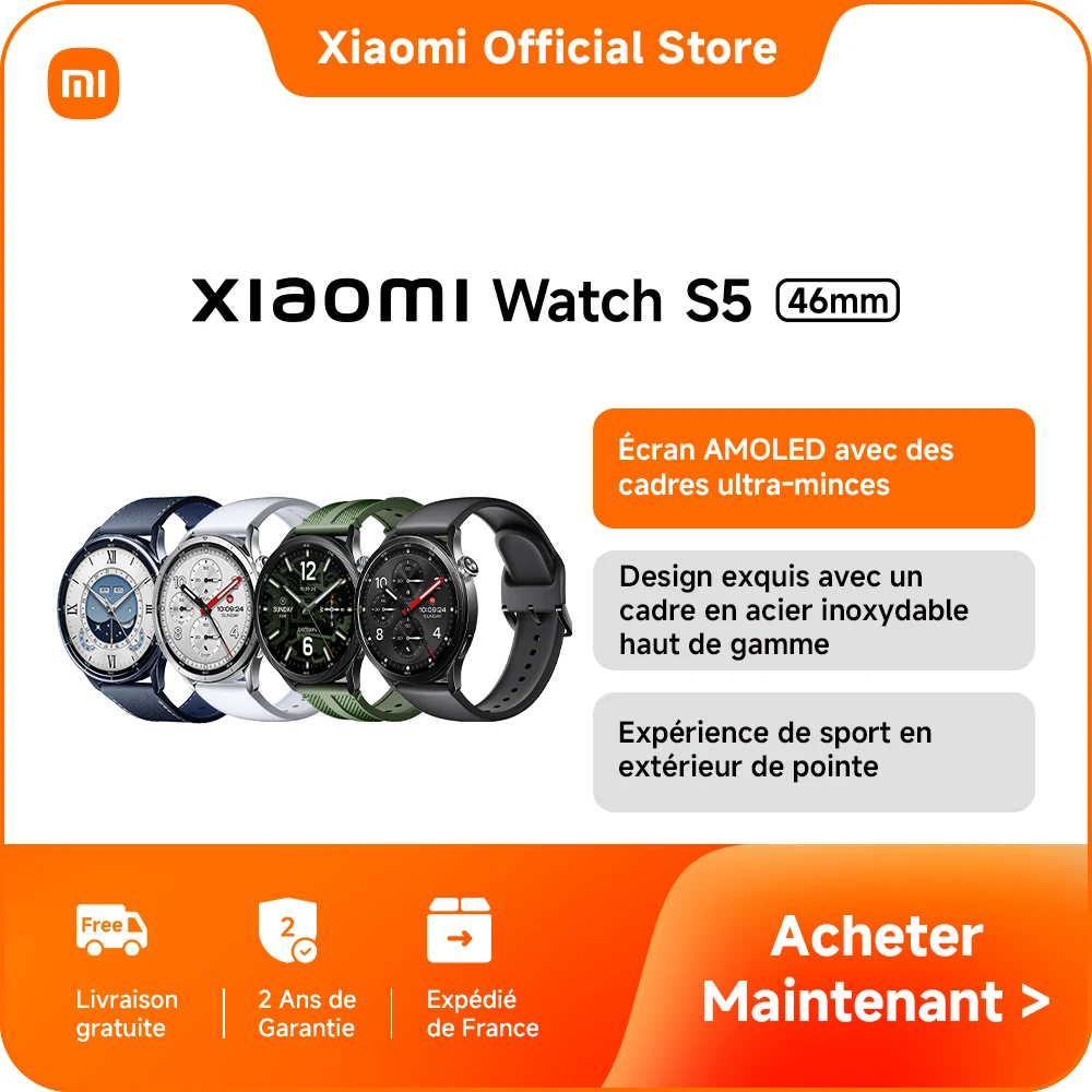 [Officiel] Xiaomi Watch S5 46mm | 1,48" Écran, AMOLED avec des cadres ultra-minces, GNSS double bande à cinq systèmes amélioré, Jusqu'à 21 jours d'autonomie de la batterie ultra-longue, Design exquis