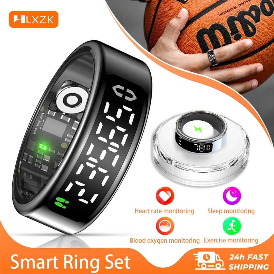 sleep monitor best heart rate and oxygen monitor Blood Oxygen Best Sleep Monitor Ring Smart Ring Men Women LED Display  Screen High Accuracy Heart