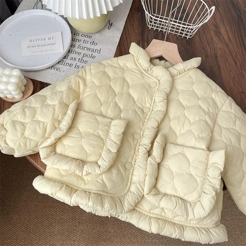 

1-7Years Toddler Kids Velvet Jackets for Girls Lightweight Warm Winter Coat Infant Stand Collar Outwear Jacket in Beige 2 3 4 5