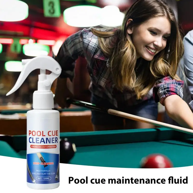 Pool Cue Cleaner Spray, Limpeza Profunda, Acabamento do eixo, Limpador de bilhar, Spray de remoção de mancha, Descontaminação eficaz para eixo, 120ml